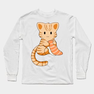 Orange Tabby Cat with Sushi Long Sleeve T-Shirt